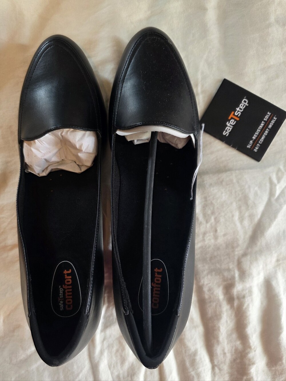 NEW Safe T Step Women’s Black Comfort Slip-On Loafers Size 13 Wide